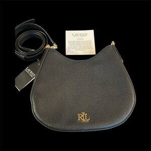 Lauren Ralph Lauren Black Pebbled Shoulder Bag